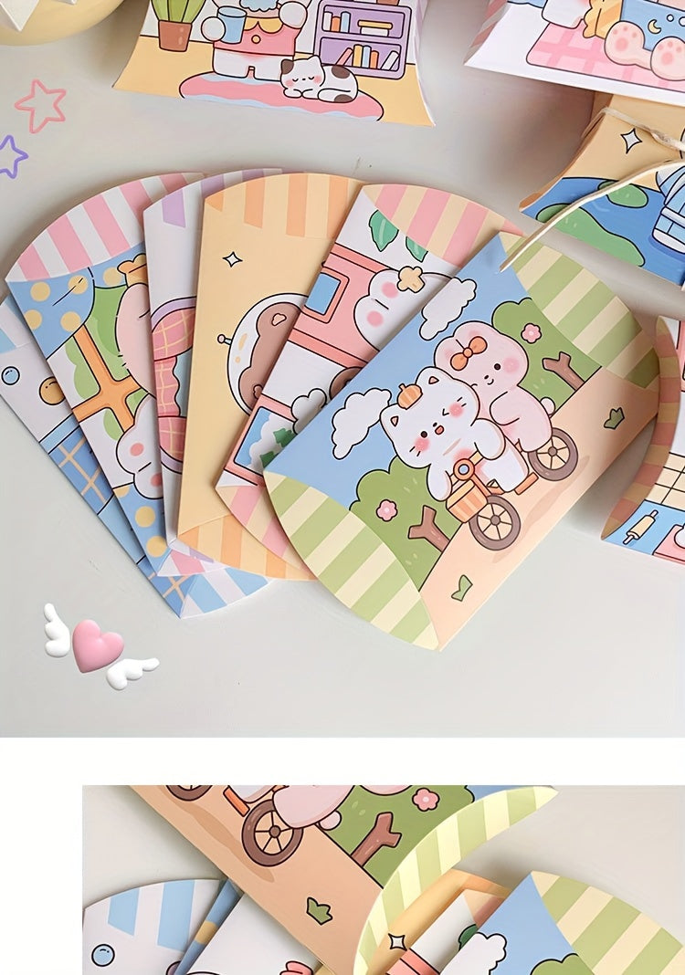 Cartoon Animal-Themed Pillow Gift Boxes (1-Pack) – Perfect for Small Candies, Birthdays, Holidays, and Special Occasions, Featuring Adorable Bear and Bunny Designs