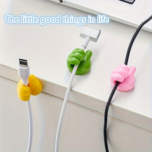 Colorful Thumb Hooks (1/10 pcs): Creative Self-Adhesive Cable Clips for Keys and Wire Management, Multifunctional Decorative Hooks