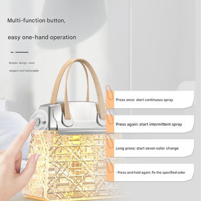 USB Desktop Crystal Bag Humidifier with Aromatherapy & Ambient Light