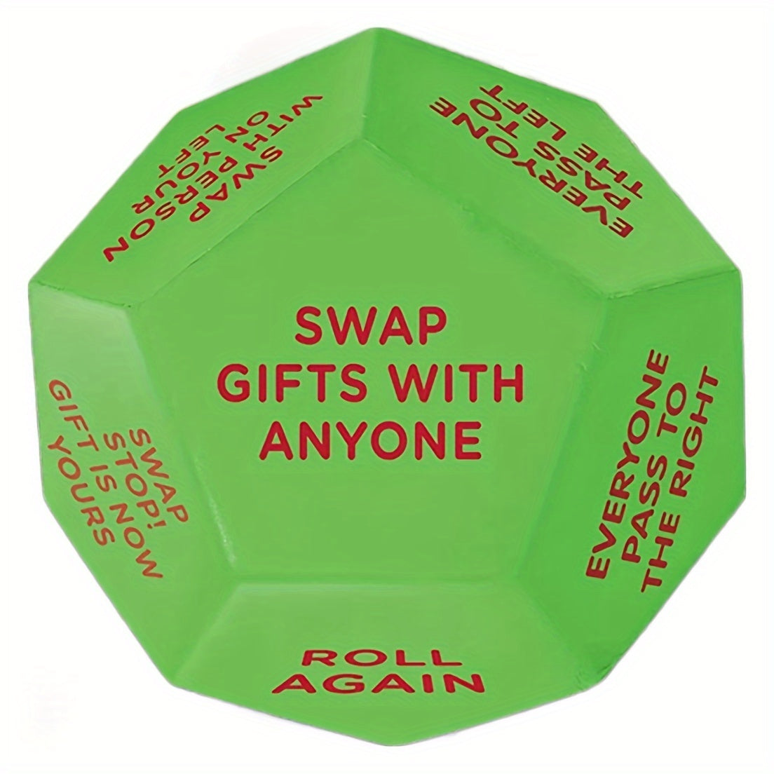 Xmas Twist Santa's Surprise Gift Exchange Dice - 12 Sides, Perfect for Christmas Party Games, 3x3 Inches