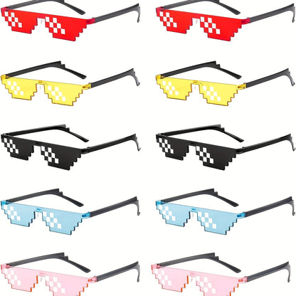 Thug Life Pixel Glasses - 10pcs Party Glasses for Adults & Teens, Fun Bachelor Party Decor - Hiccupzz