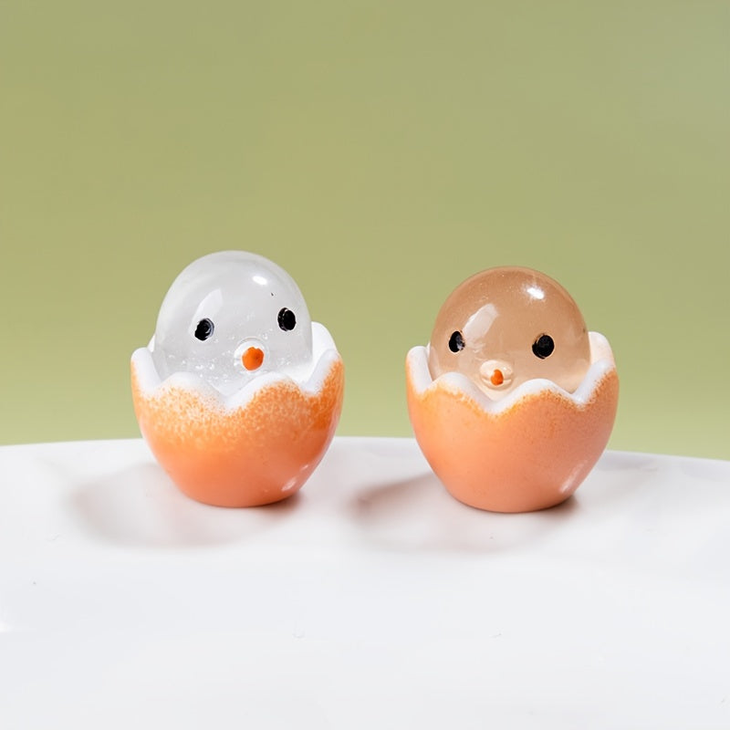 Luminous Mini Chicken Figurine: Resin Eggshell Design for DIY Micro Landscapes, Halloween, and Christmas Decorations