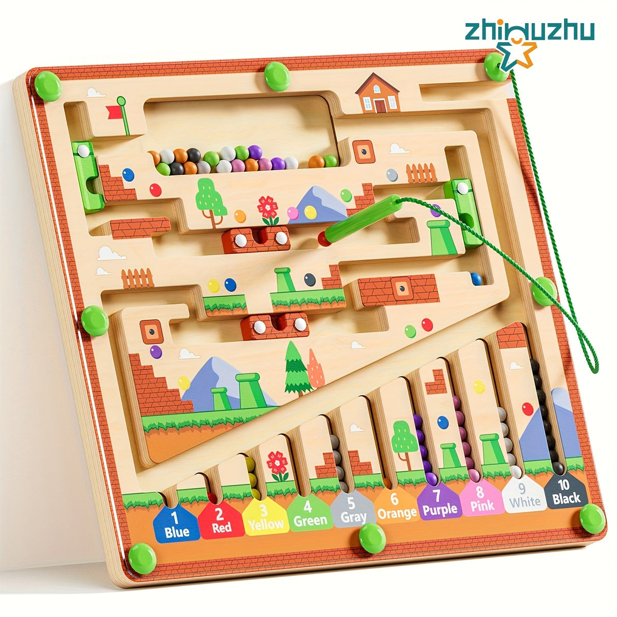 Magnetic Color and Number Maze Wooden Puzzle for Kids 3-5 Years Old