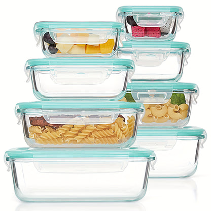 8-Pack Glass Food Storage Containers with Leak-Proof Lids, Microwave, Oven, Freezer & Dishwasher Safe, BPA-Free Bento Boxes for Meal Prep - Hiccupzz