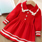 Girls Knit Dress, Color Contrast Butterfly Design, Warm and Cute - Hiccupzz