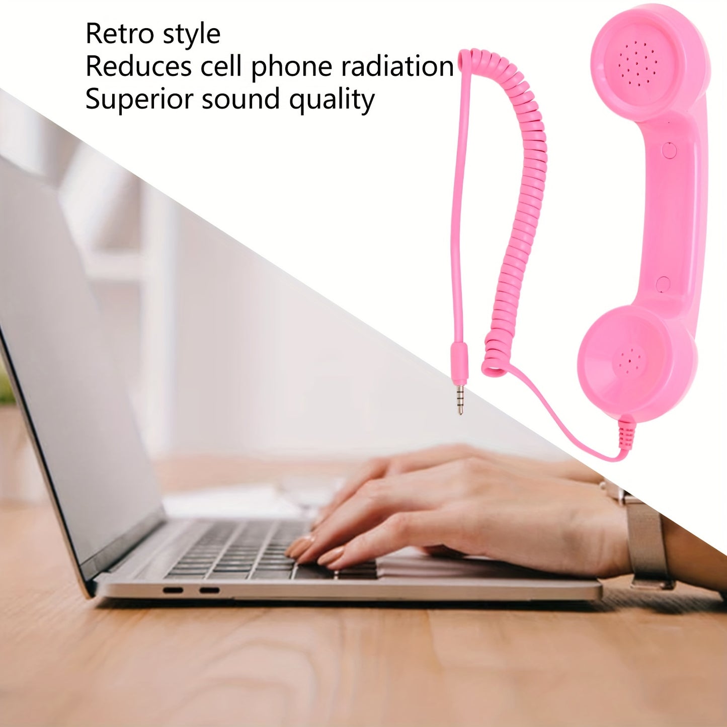 Retro Phone Handset with Radiation Protection for Mobile Phones and Computers