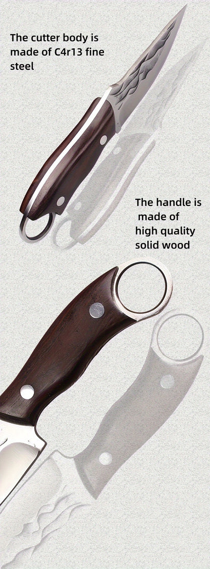 Outdoor Small Knife With Leather Cover Is Very Suitable For Outdoor Camping, Barbecue, Hiking, Fishing And Other Activities - Hiccupzz