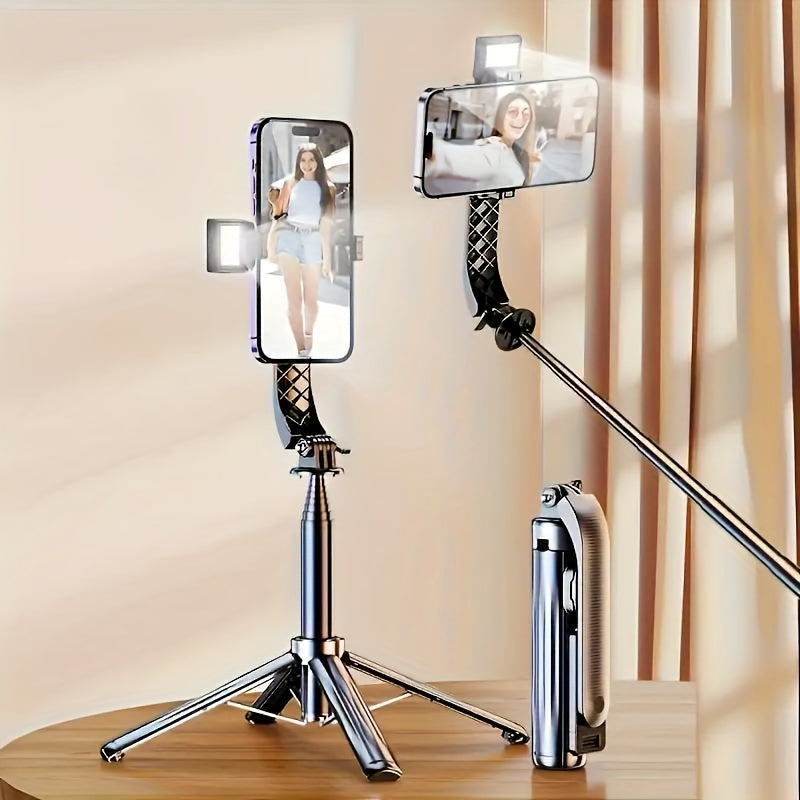 1 Pc 40" Mobile Selfie Stick Tripod with Wireless Remote, 360° Rotatable Smartphone Stand, Compatible with any Phone.