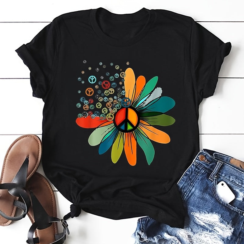 Peace Love Flower Heat Transfer Sticker: Personalized, Washable Iron-On Decal for DIY Clothing, Masks, Jeans, Backpacks, Hats, and Pillows