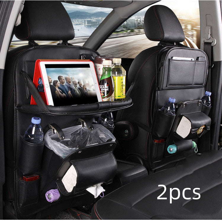 Luxury PU Leather Car Backseat Organizer with Foldable Table – Multi-Functional Car Seat Storage.