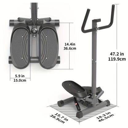 leikefitness Premium Portable Twist Stair Stepper Adjustable Resistance, Twisting Step Fitness Machine with Bands and LCD Monitor - Hiccupzz