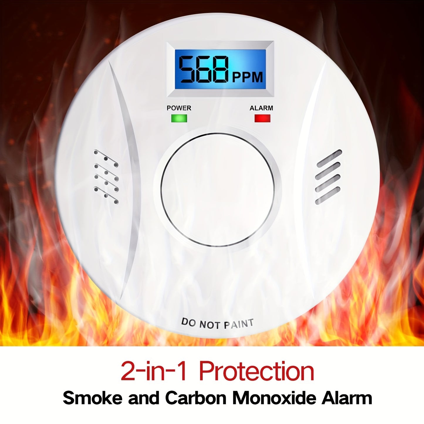 4 Pack Battery-Powered Smoke and Carbon Monoxide Detector with CO2 Detection, Easy Test/Reset Button, Reliable Home Safety Device with Advanced Sensors