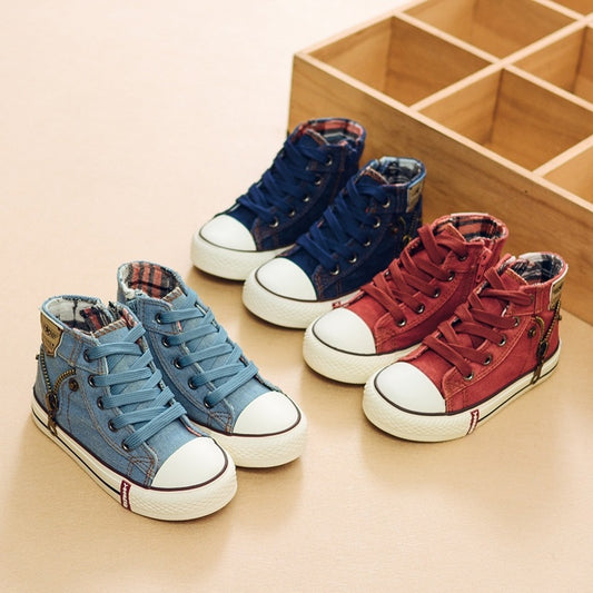 2021 Autumn Expert Skill Children Casual Shoes Boys Girls Sport Shoes Breathable Denim Sneakers Kids Canvas Shoes Baby Boots