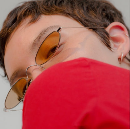 Metal Sunglasses Elliptical Sunglasses Small Frame Ocean Sunglasses Personality Glasses for Men and Women - Hiccupzz