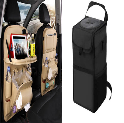 Luxury PU Leather Car Backseat Organizer with Foldable Table – Multi-Functional Car Seat Storage.