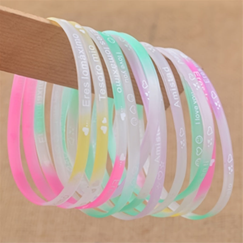 Glow-in-the-Dark Silicone Bracelets (1/2/10 pcs): Adjustable 3mm Wide Party Favors for Birthday, Graduation, Halloween, and Christmas