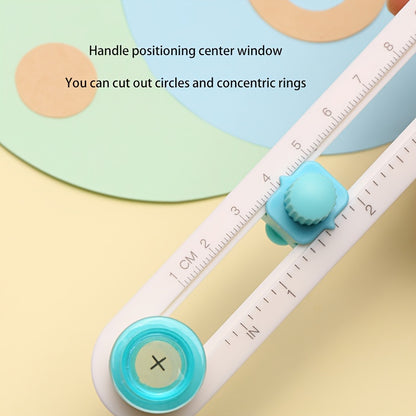 360-Degree Rotating Circle Cutter - Manual Paper Trimmer For Greeting Cards & Crafts, Durable Plastic Construction - Hiccupzz