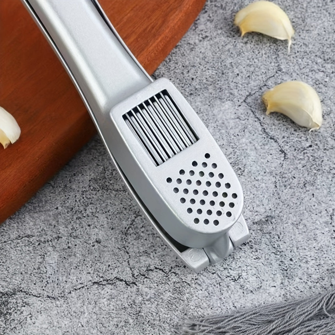 1 Pc Aluminum Alloy Garlic Press - Manual Mincer and Crusher, No Electricity Required, Kitchen Gadget Tool