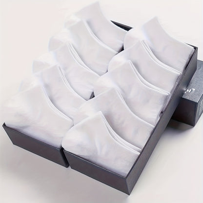 Men's Solid No Show Socks (1/5/10 Pairs): Comfy, Breathable, Casual Style for Outdoor Activities - Hiccupzz