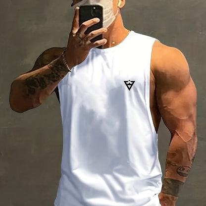 Men's Solid Tank Top - Quick-Dry Stretch Crew Neck Sleeveless Shirt for Gym & Fitness - Hiccupzz