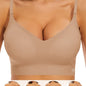 Women's Wireless Sports Bra With Flat Convertible Straps, Seamless Invisible Edge, And Ultra Low-Back Design, Adjustable Fit - Hiccupzz