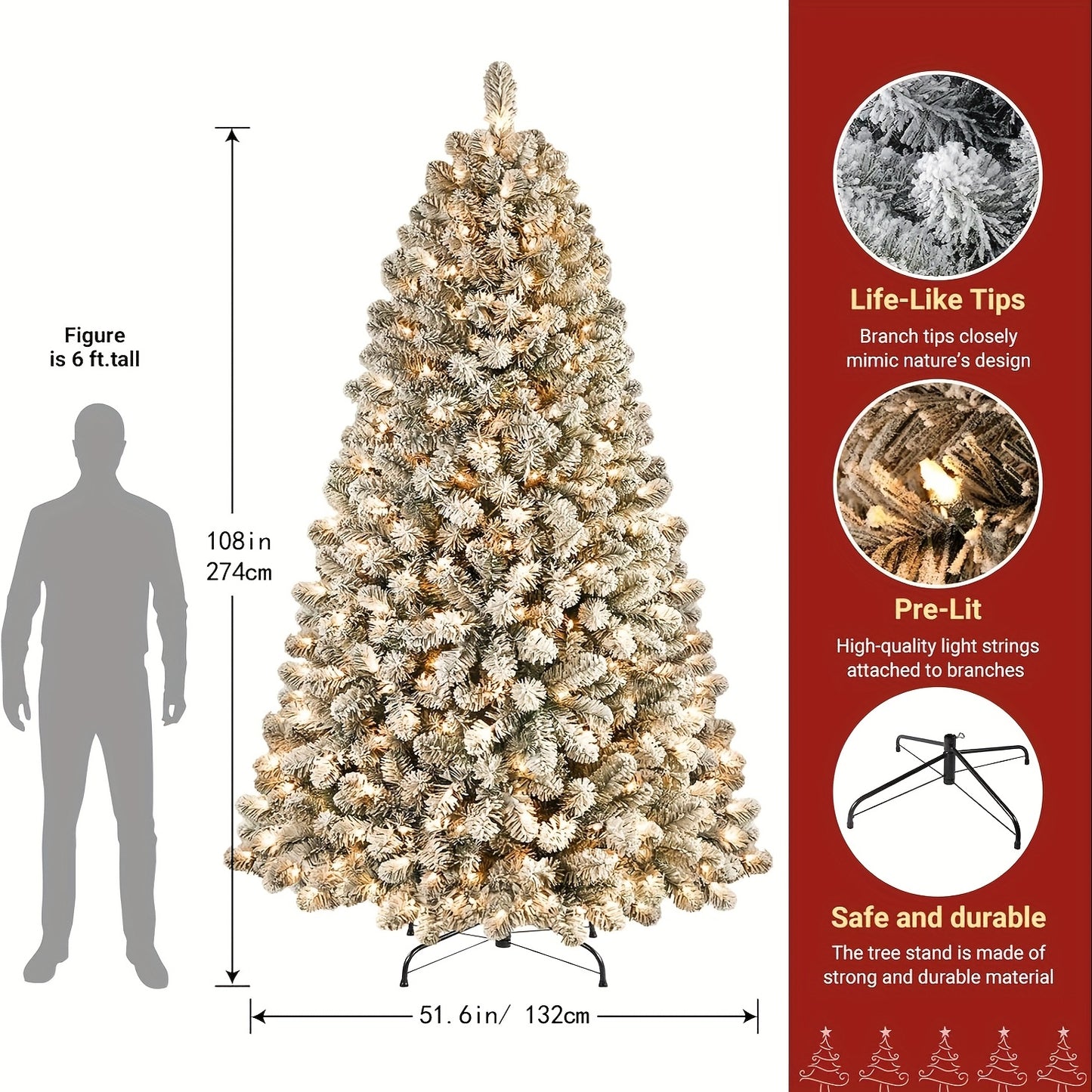 1 Pc 6.5 Ft White Prelit Christmas Tree