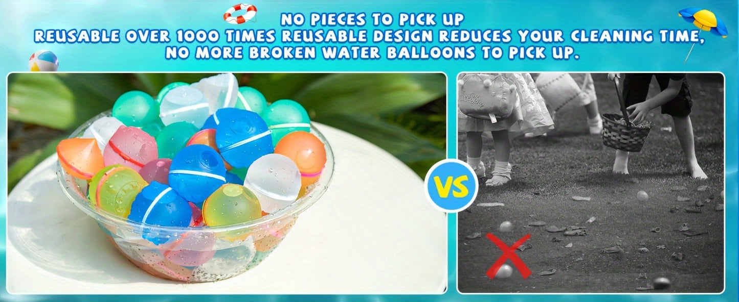 12 Pcs Reusable Water Balloons for Kids - Quick Fill Magnetic Splash Bombs with Mesh Bag