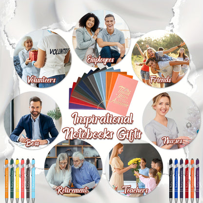 24 Pcs Inspirational Gift Journals With Ballpoint Pen A6 Leather Journal Notebook Bulk For Employee Appreciation Gift Coworker Teacher Nurse Business Work School (Awesome) - Hiccupzz