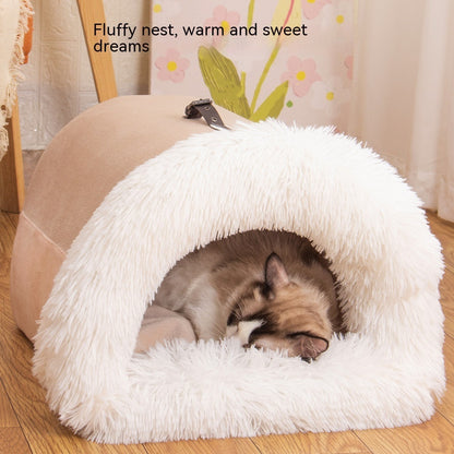 New Splice Portable Pet Nest Portable Autumn And Winter Warm Dog Nest Moisture-proof Long Fur Cat Nest Cross Border Pet Nest - Hiccupzz
