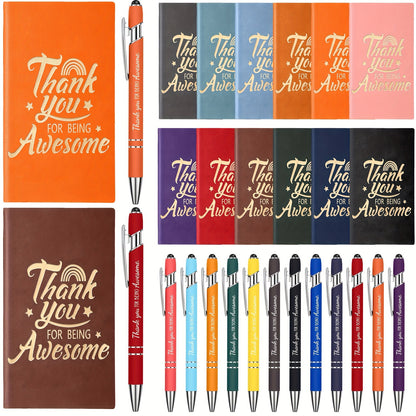 24 Pcs Inspirational Gift Journals With Ballpoint Pen A6 Leather Journal Notebook Bulk For Employee Appreciation Gift Coworker Teacher Nurse Business Work School (Awesome) - Hiccupzz