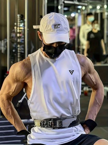 Men's Solid Tank Top - Quick-Dry Stretch Crew Neck Sleeveless Shirt for Gym & Fitness - Hiccupzz