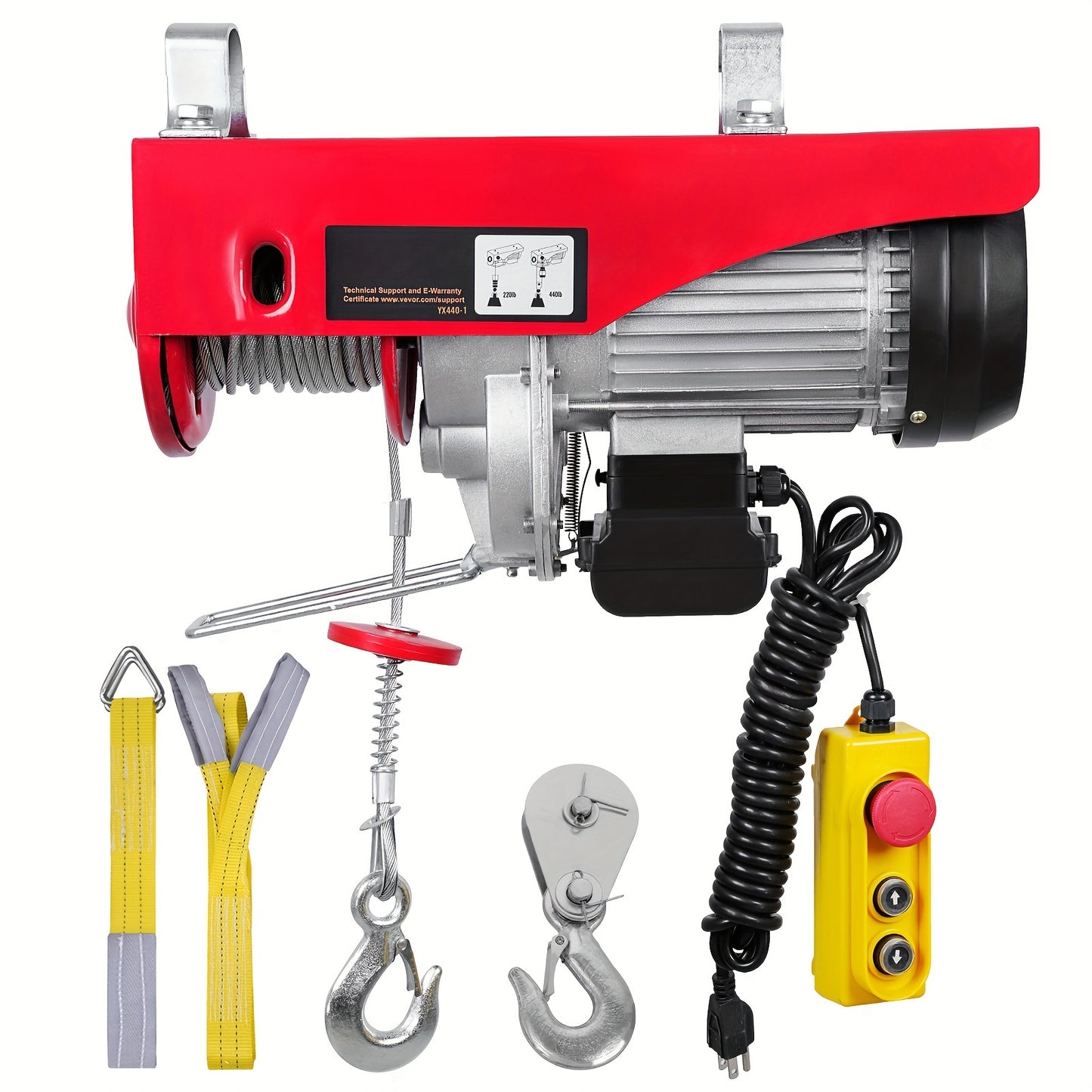 Electric Hoist, 440lbs Garage Hoist with 14ft Wired Control, 110 Volt Winch, 40ft Single Cable Lifting Height, Pure Copper Motor & Emergency Stop Switch