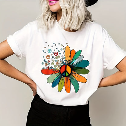 Peace Love Flower Heat Transfer Sticker: Personalized, Washable Iron-On Decal for DIY Clothing, Masks, Jeans, Backpacks, Hats, and Pillows - Hiccupzz