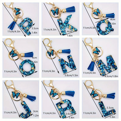 Blue Butterfly Alphabet Initial Keychain - Cute Resin Charm for Bags and Daily Use - Hiccupzz
