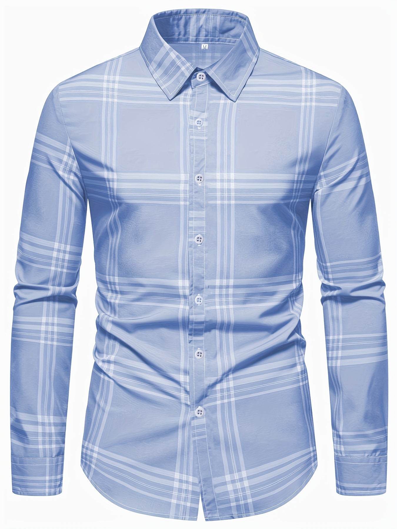 Men's Casual Plaid Long Sleeve Lapel Shirt