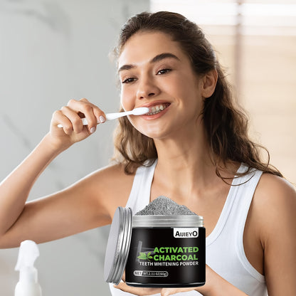 Charcoal Teeth Whitening Powder – Natural Brightening, Deep Cleaning & Mint Freshness - Hiccupzz
