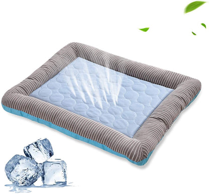 Pet Cooling Pad Bed For Dogs Cats Puppy Kitten Cool Mat Pet Blanket Ice Silk Material Soft For Summer Sleeping  Blue Breathable - Hiccupzz