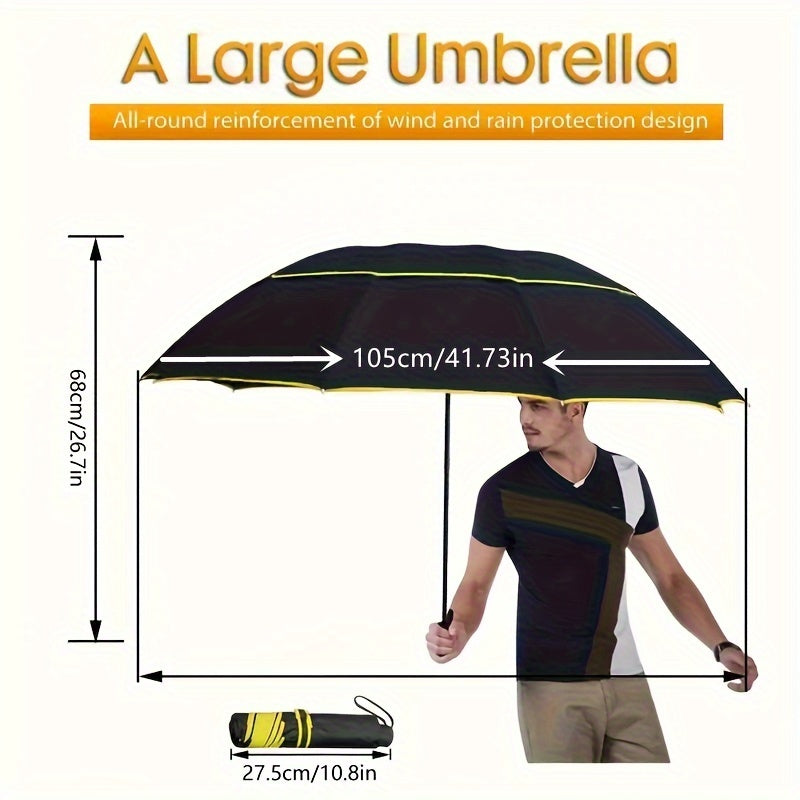 Solid Color Large 10 Ribs Folding Umbrella - Casual, Lightweight, Durable, Portable & Windproof Umbrella for Men & Women