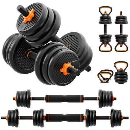 Adjustable 4-in-1 Dumbbell Set (77lbs/55lbs/33lbs) - Converts to Barbell, Kettlebells, Push-Up Stand - Home Gym Fitness Equipment for Men & Women - Hiccupzz