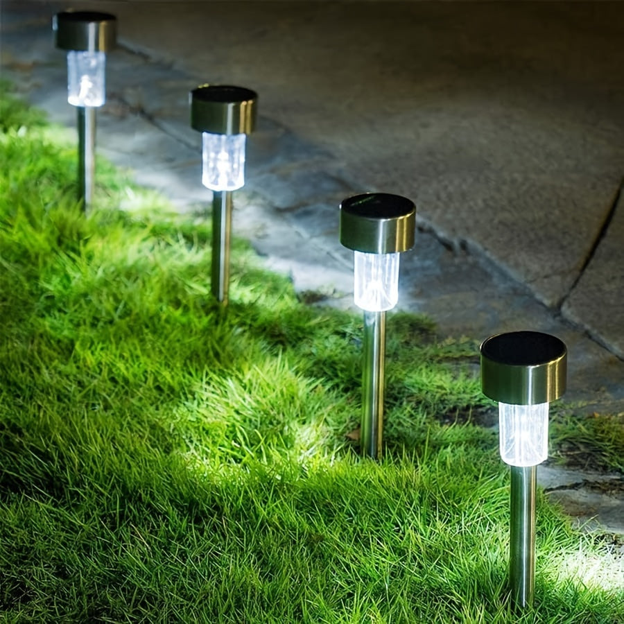 1 pack/ 8 pack/10 pack/12 pack Solar Powered Stainless Steel LED Landscape Lights, Outdoor Pathway Lights for Garden, Patio, Lawn - 1 Pack/8 Pack/10 Pack/12 Pack