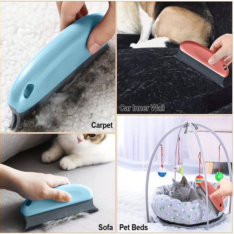 1pc Multifunctional Dog Hair Removal Brush – Soft TPR Undercoat Slicker Brush for Couch, Carpet, Car Seats, and Bedding