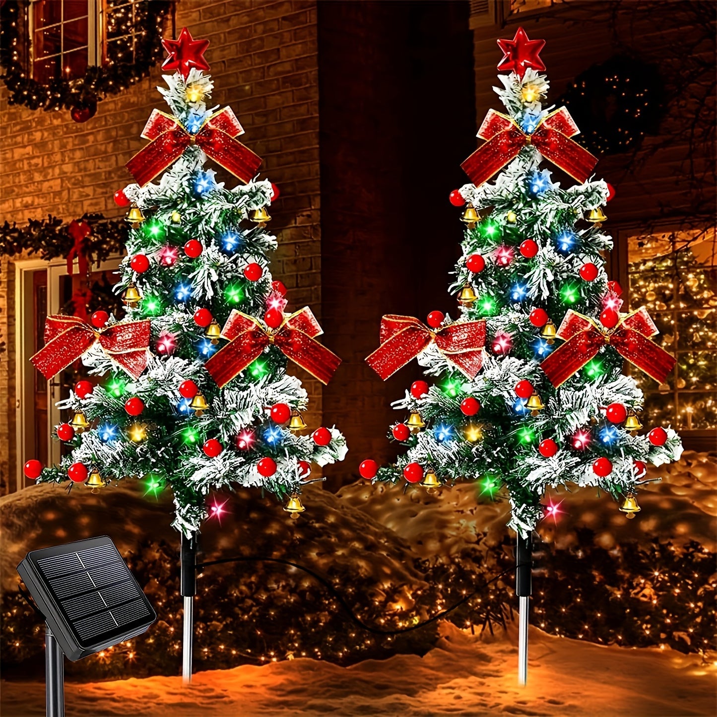 Solar-Powered Christmas Tree Garden Stake Lights