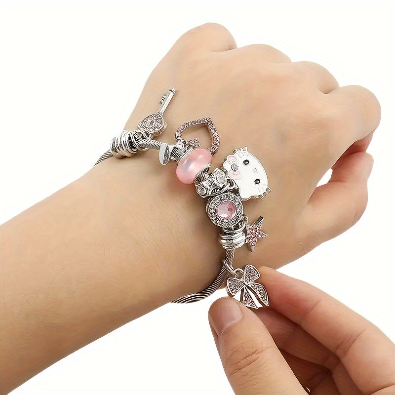 Licensed Sanrio Hello Kitty Bracelets, Creative Cartoon Bangles For Girls, Sweet Gifts For Girls