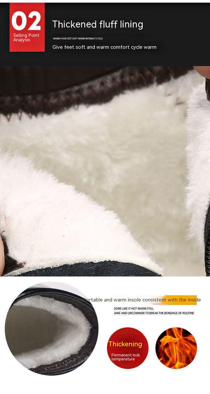 Winter Real Leather With Fleece Lining Men's Cotton Shoes - Hiccupzz