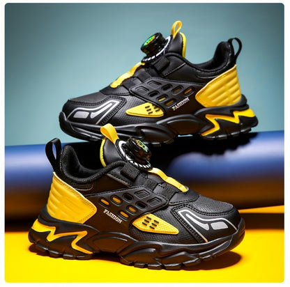 Boys' Casual Low-Top Running Shoes with Rotating Button, Comfy Non-Slip Sneakers for Outdoor Activities. - Hiccupzz