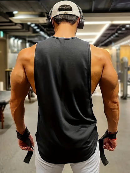 Men's Solid Tank Top - Quick-Dry Stretch Crew Neck Sleeveless Shirt for Gym & Fitness - Hiccupzz