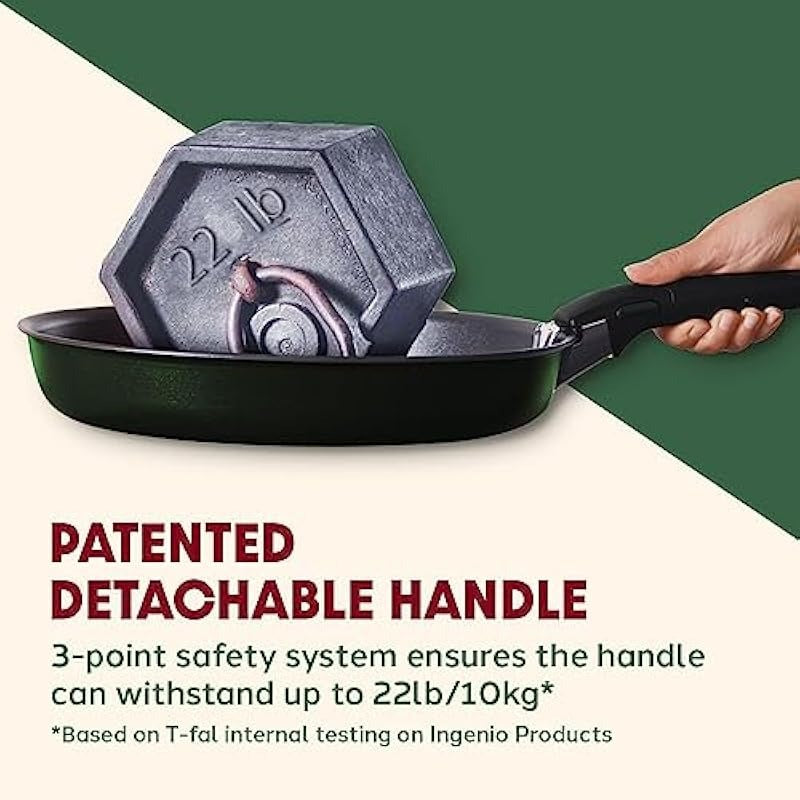 14 Pcs Nonstick Cookware Set - Induction, Oven & Broiler Safe (500°F), Dishwasher Safe, Detachable Handle, Forest Green