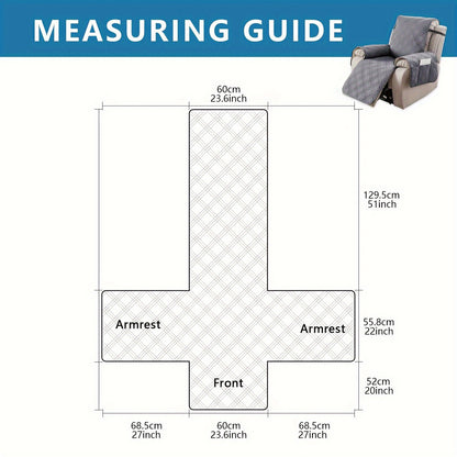 1 Pc Waterproof Recliner Chair Cover, Non-Slip, With Pocket, Washable, Furniture Protector for Pets, Easy Install & Care