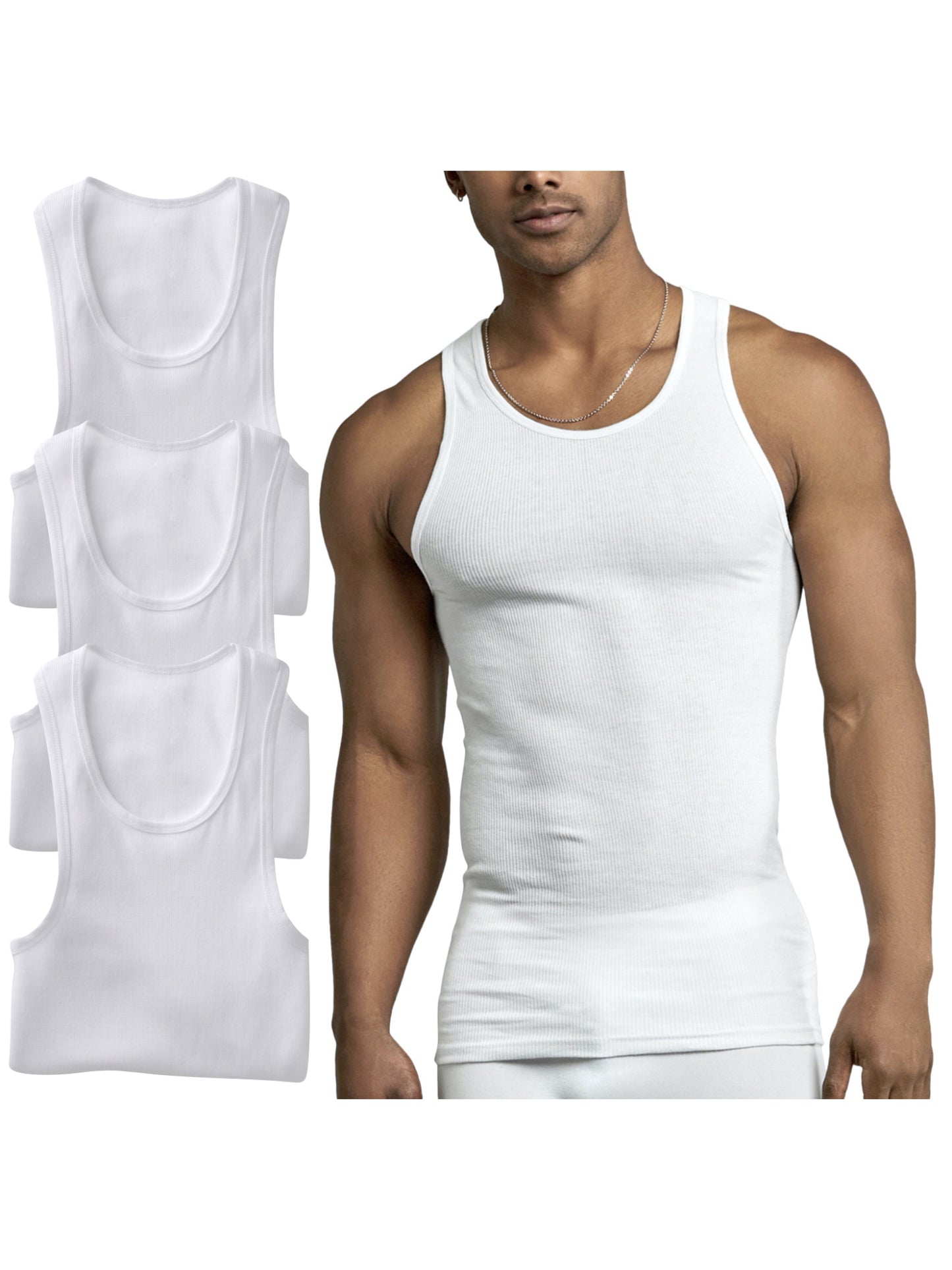 Men's Multi-Pack of Slim Fit Shallow Scoop Neck Undershirts