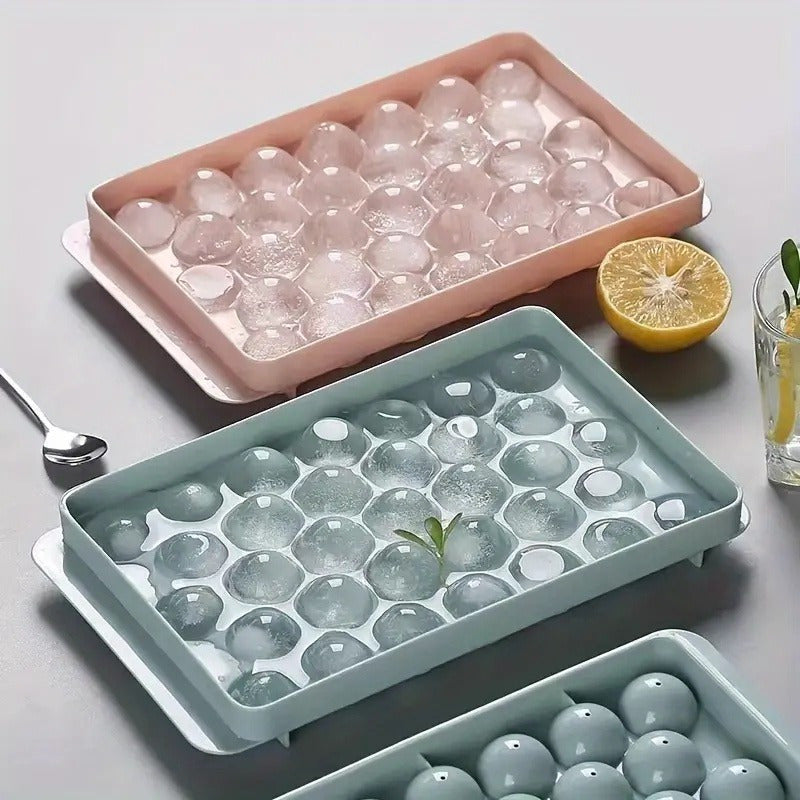 33-Grid Ice Cube Tray with Lid - Quick-Release, Stackable Ice Maker for Kitchen & Beverages